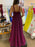 V Neck Open Back Purple Long Prom Dresses, V Neck Purple Formal Dresses, Purple Evening Dresses 