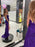 V Neck Open Back Purple Sequins Long Prom Dresses, High Slit Purple Formal Graduation Evening Dresses 