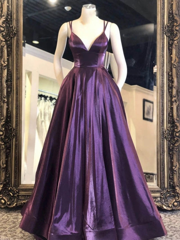 Vintage Purple Satin Prom Dresses Formal Occasion Dresses for Women cc947 main image 1
