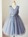 Flower Girl Dresses V-Neck Satin Fabric Sleeveless Knee-Length Princess Silhouette Sash Kids Party Dresses