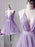 V Neck Short Pink/Purple Prom Homecoming Dresses, Pink/Purple Formal Graduation Evening Dresses