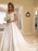 V-Neck Short Sleeve Lace Satin A-Line Wedding Dresses - Ivory / Floor Length - wedding dresses