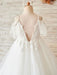 Flower Girl Dresses V-Neck Sleeveless Beaded Kids Social Party Lace Dresses