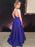 V-Neck Sleeveless Floor-Length A-line With Ruffles Satin Dresses - Prom Dresses
