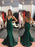 V Neck tti Straps Mermaid Backless Satin Emerald Green Long Prom Dresses, Emerald Green Formal Dresses, Evening Dresses