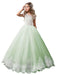 Flower Girl Dresses V-Neck Tulle Short Sleeves Ankle Length Ball Gown Bows Kids Pageant Dresses