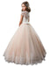 Flower Girl Dresses V-Neck Tulle Short Sleeves Ankle Length Ball Gown Bows Kids Pageant Dresses