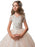 Flower Girl Dresses V-Neck Tulle Short Sleeves Ankle Length Ball Gown Bows Kids Pageant Dresses