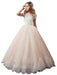 Flower Girl Dresses V-Neck Tulle Short Sleeves Ankle Length Ball Gown Bows Kids Pageant Dresses