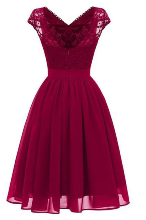 Vestidos Lace Dress Elegant Slim Party Dresses - Burgundy / S - lace dresses