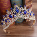 Vintage Handmade Rhinestone Womens Tiaras | Bridelily - Gold Blue - tiaras