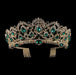 Vintage Handmade Rhinestone Womens Tiaras | Bridelily - Gold Green - tiaras