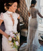 Vintage High Neck Lace Short Sleeve Wedding Dress - Wedding Dresses