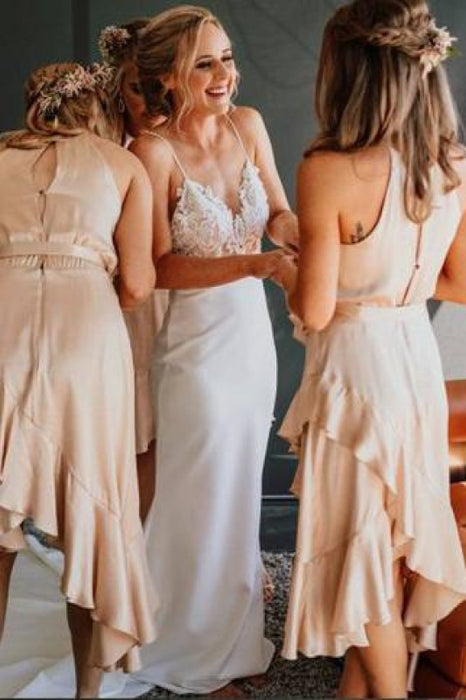 Vintage Lace Top Spaghetti Strap Backless Long Cheap Wedding Dress - Wedding Dresses