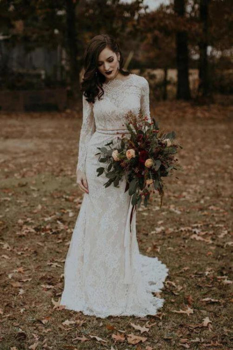 Vintage Simple Long Sleeve Wedding Dresses On Sale - Bridelily Vintage Simple Long Sleeve Wedding Dresses On Sale - Bridelily