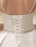 Vintage Spaghetti Straps Backless Satin Short Wedding Dress with Pearls At Waist misshow