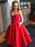 Vintage Wedding Dress 1950s Red Wedding Dresses Straps Pleated Bridal Dresses