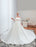 Vintage Wedding Dress 2021 Satin 3/4 Sleeve Off The Shoulder Floor Length Bridal Gowns With Chapel Train