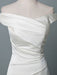 VIntage Wedding Dress Mermaid Off The Shoulder Sleeveless Pleated Satin Fabric With Train Traditional Dresses For Bride