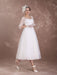 Vintage Wedding Dress Short 1950's Bridal Dresses Ivory Long Sleeve Open Back Polka Dot Ribbon Sash Wedding Reception Dress misshow