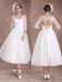 Vintage Wedding Dress Short 1950's Bridal Dresses Ivory Long Sleeve Open Back Polka Dot Ribbon Sash Wedding Reception Dress misshow