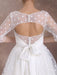 Vintage Wedding Dress Short 1950's Bridal Dresses Ivory Long Sleeve Open Back Polka Dot Ribbon Sash Wedding Reception Dress misshow
