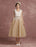 Vintage Wedding Dress Short Champagne Lace Applique Bridal Gown Queen Anne Neck Keyhole Bridal Dress Tea Length misshow