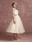Vintage Wedding Dress Short Lace Tulle Bridal Dress Half Sleeve V Neck Backless A Line Flower Sash Tea Length Bridal Gown misshow