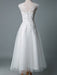 Vintage Wedding Dress Tea Length Jewel Neck Sleeveless A Line Natural Waist Tulle Short Bridal Dress