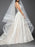 Vintage Wedding Dress V Neck Sleeveless A Line Lace Satin Bridal Gowns With Train