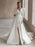 Vintage Wedding Dress White Bridal Dresses Long Sleeves Wedding Dress V Neck A Line With Train Bridal Gowns