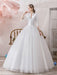 Vintage Wedding Dresses Princess High Collar Half Sleeve Floor Length Tulle Traditional Bridal Gowns
