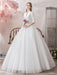 Vintage Wedding Dresses Princess High Collar Half Sleeve Floor Length Tulle Traditional Bridal Gowns