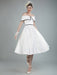 Vintage Wedding Dresses Satin Off The Shoulder A Line Tea Length Short Bridal Gowns