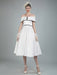 Vintage Wedding Dresses Satin Off The Shoulder A Line Tea Length Short Bridal Gowns