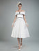 Vintage Wedding Dresses Satin Off The Shoulder A Line Tea Length Short Bridal Gowns