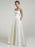 Vintage Wedding Dresses Square Neck Sleeveless Natural Waist Satin Fabric Court Train Sash Bridal Dress