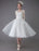 Vintage Wedding Dresses Tulle Bateau 3/4 Length Sleeve A Line Bridal Gown Short Bridal Dress
