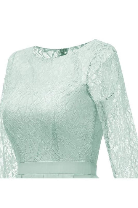 Violet Purple Light Green Long Sleeve White Lace Dress - Bridelily Violet Purple Light Green Long Sleeve White Lace Dress - Bridelily