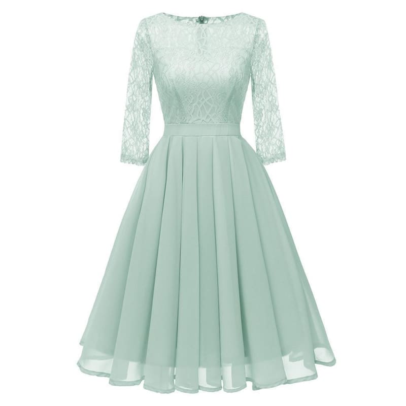 Violet Purple Light Green Long Sleeve White Lace Dress