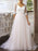 Wedding Dress A Line V Neck Half Sleeves Lace Tulle Bridal Dresses With Train