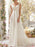 Wedding Dress A Line V Neck Sleeveless Lace Flora Beaded Bridal Dresses With Train