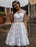 Wedding Dress Ecru White Knee Length A Line Sleeveless Lace V Neck Midi Bridal Gowns