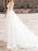 Wedding Dress V Neck Long Sleeve Sheath Floor Length Lace Beaded Bridal Gowns With Tulle Court Train