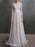 Wedding Dress With Train A-Line Long Sleeves Chiffon Jewel Neck Ivory Bridal Gowns