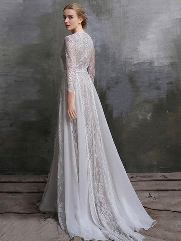 Designer Long Ivory A-line Straps Jewels Sleeveless Wedding Dress With Train