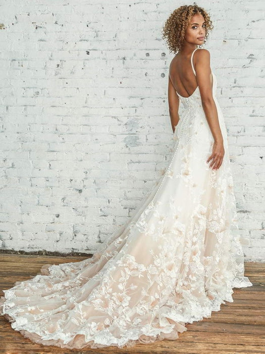 Wedding Dress With Train A Line Sleeveless Square Neck Lace Bridal Gowns