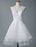 Wedding Dresses 2021 A Line Jewel Neck Sleeveless Natural Waist Tulle Short Bridal Dress