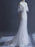 Wedding Dresses 2021 Sheath Sihouette Half Sleeve V Neck Floor Length Bamboo Leaf Lace Bridal Gown