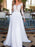 Wedding Dresses 2021 V Neck Long Sleeves Floor Length Lace Appliqued Buttons Chiffon Bridal Gowns